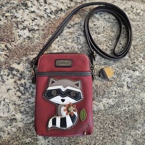 Chala Red Crossbody Bag with Raccoon Design